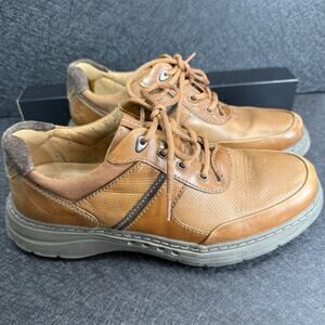 Clarks Dark Tan Leather Lace Up Casual Shoes Men’s Size 9M